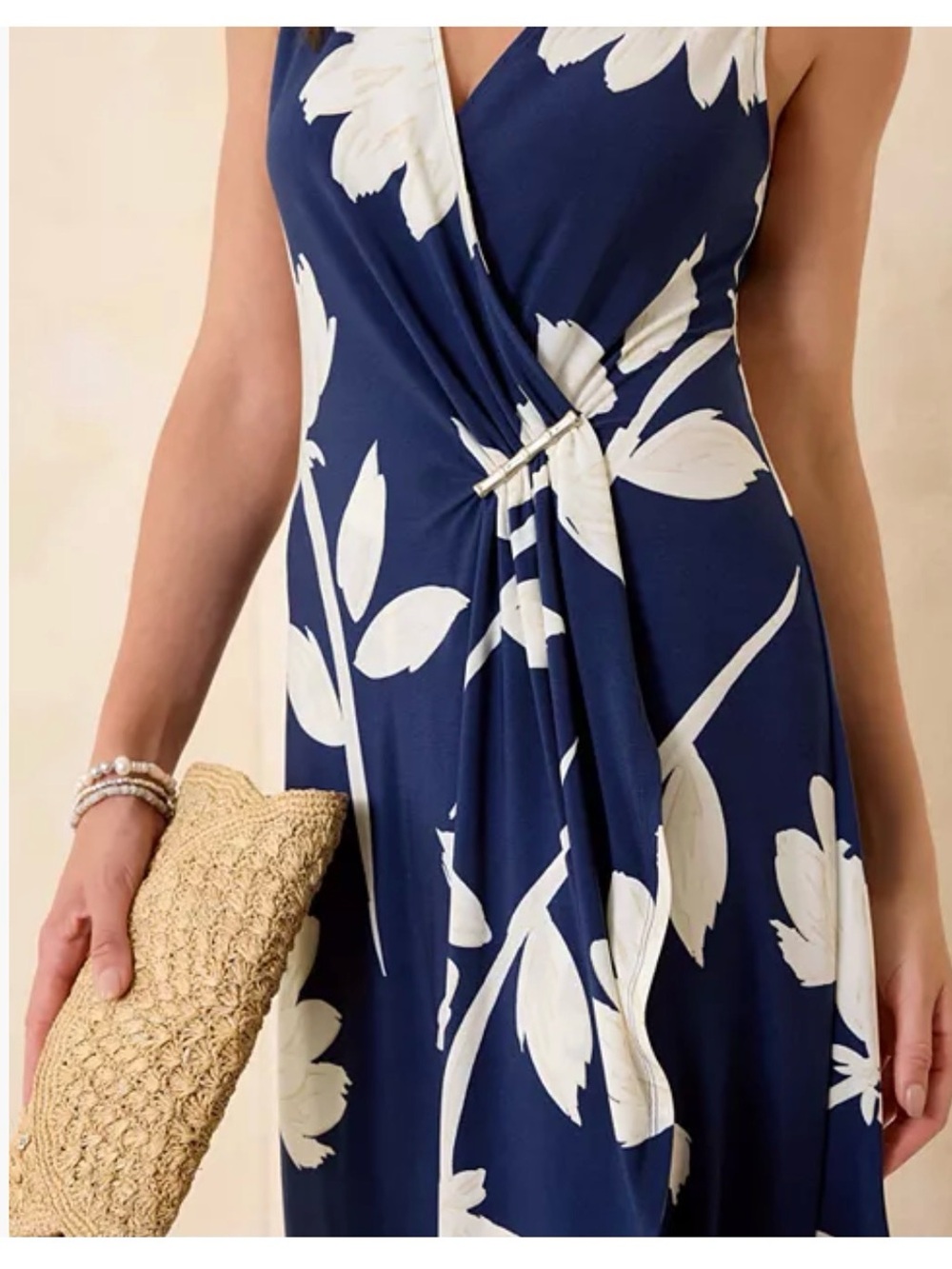 Tommy Bahama Flora Nights Midi Dress in Island Navy Size M - Picture 3 of 11